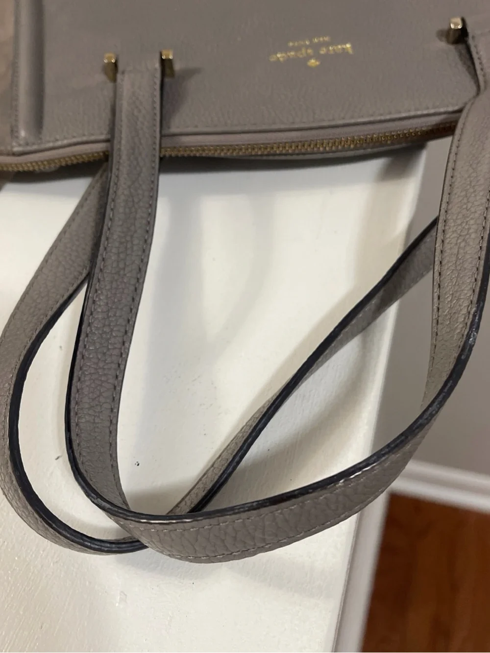 kate spade Pebbled Leather Tote in Charcoal with Suede Sides